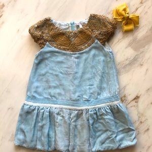 Velvet light blue dress.